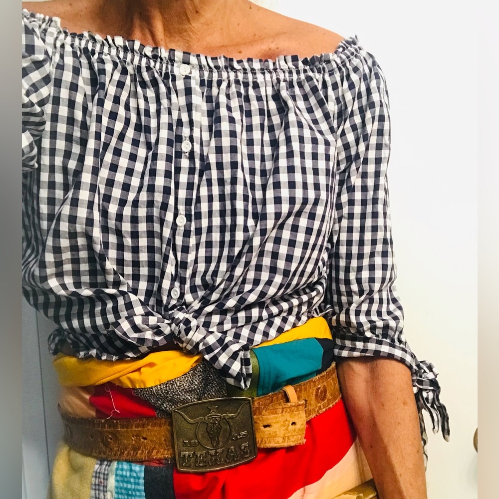 Summer Crop Top 100% Cotton Gingham by Caution to the Wind Size Small